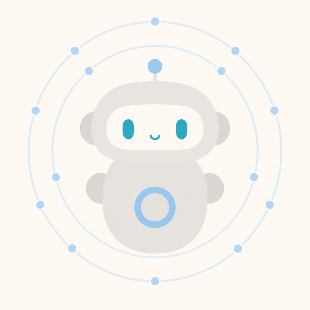 Nox, a pale rounded robot companion with a blue breathing ring